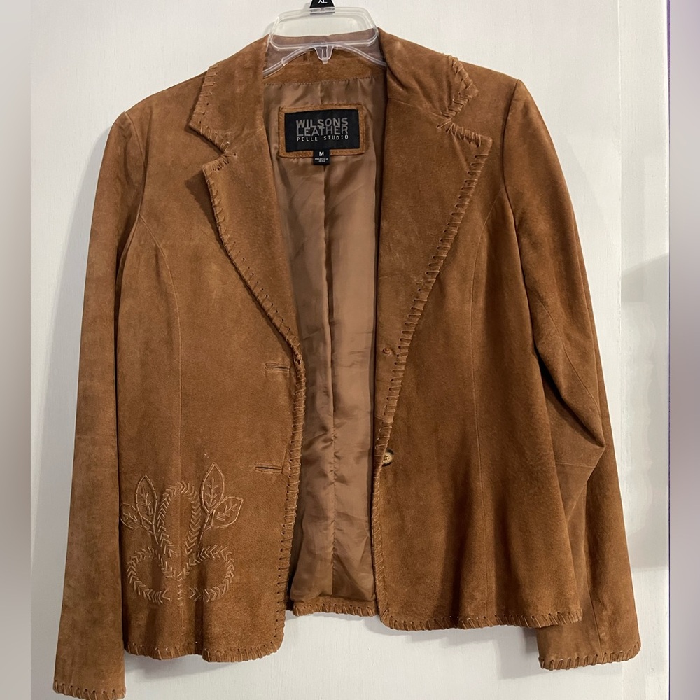 Wilsons Leather Tan Embroidered Women's Blazer